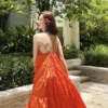 Fashion Solid Color A Line Summer Maxi Long Party Dresses Lady Cross Strap Open Back Sundresses - Image 3
