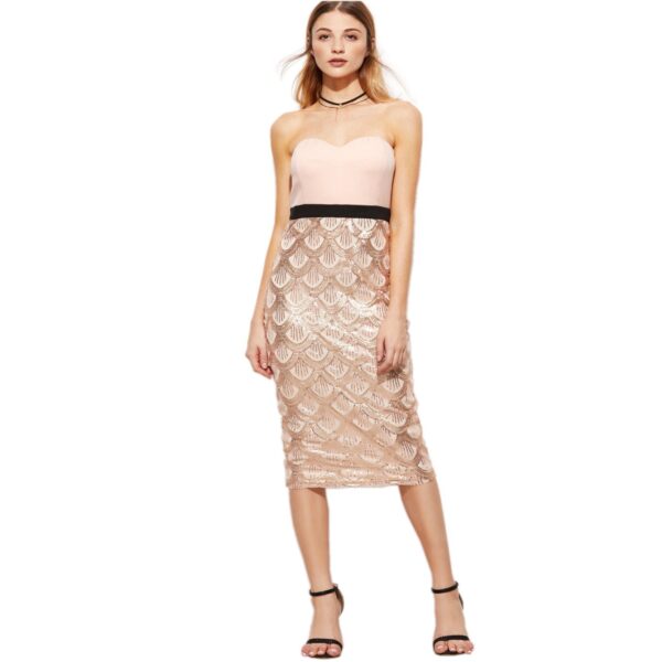 Fashion Sexy Prom Sequin Bustier Bodycon Girls Party Women Dresses - Image 2