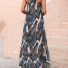 Printed Resort Ruffle Sling Maxi Dress Ladies Over Knee Maxi Dress - Image 7