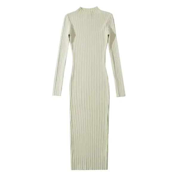 Women O-neck Long Sleeve Party Dresses Knitted 4 Colors Stretchable Slim Midi Dresses vestido feminino - Image 6