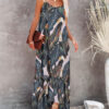 Printed Resort Ruffle Sling Maxi Dress Ladies Over Knee Maxi Dress - Image 4