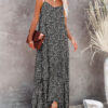 Printed Resort Ruffle Sling Maxi Dress Ladies Over Knee Maxi Dress - Image 3