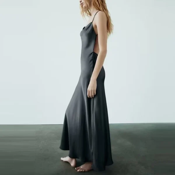 Slip Long Dresses for Women Sexy Backless Female Dress Party Maxi Dresses Woman Thin Straps Autumn Dress - Image 4