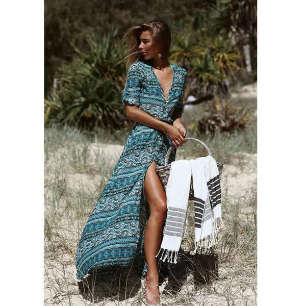 New Boho Style Ladies Elegant Dress Beach Maxi Dress - Image 4