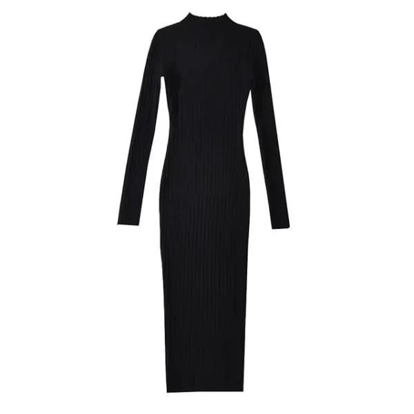 Women O-neck Long Sleeve Party Dresses Knitted 4 Colors Stretchable Slim Midi Dresses vestido feminino - Image 7