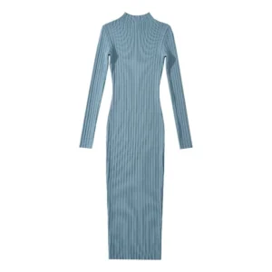 Women O-neck Long Sleeve Party Dresses Knitted 4 Colors Stretchable Slim Midi Dresses vestido feminino