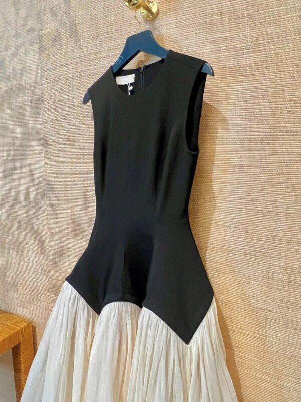 Spliced Dress Contrast Color Sleeveless O-neck A Line Maxi Dresses - Image 4