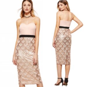 Fashion Sexy Prom Sequin Bustier Bodycon Girls Party Women Dresses