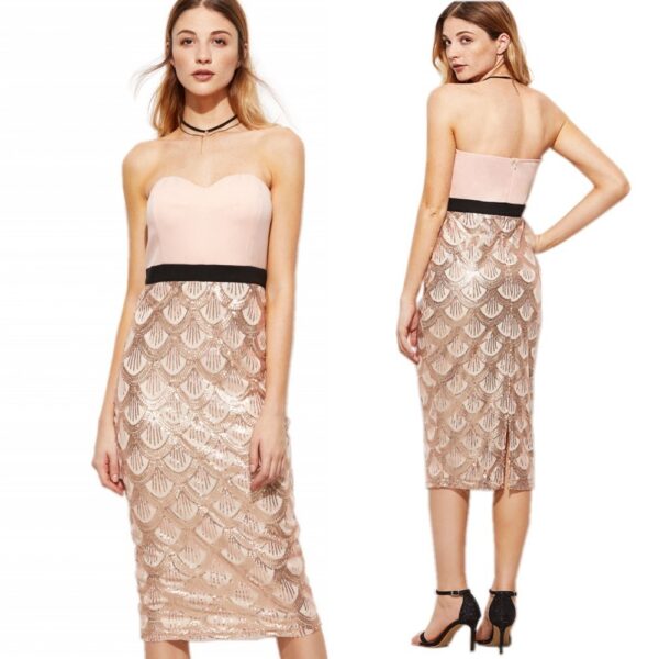 Fashion Sexy Prom Sequin Bustier Bodycon Girls Party Women Dresses