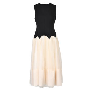 Spliced Dress Contrast Color Sleeveless O-neck A Line Maxi Dresses