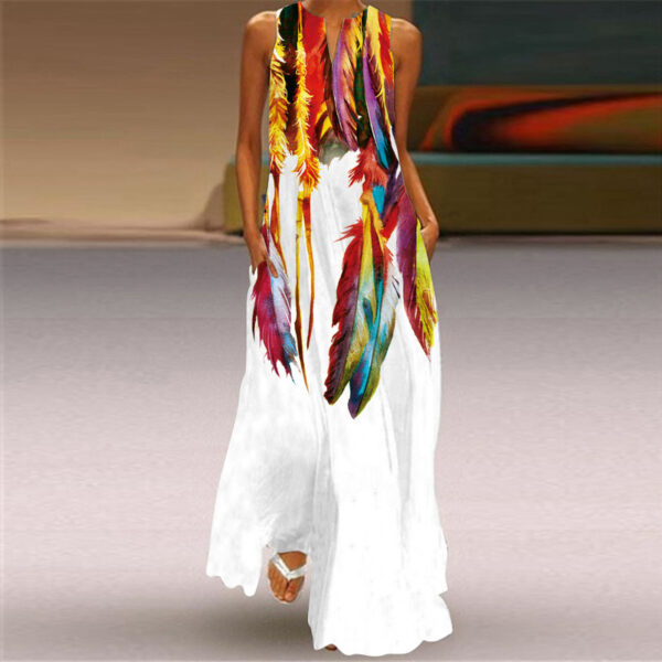 Sexy Printed V-Neck Sleeveless Maxi Dress with Pocket Dress - Image 6