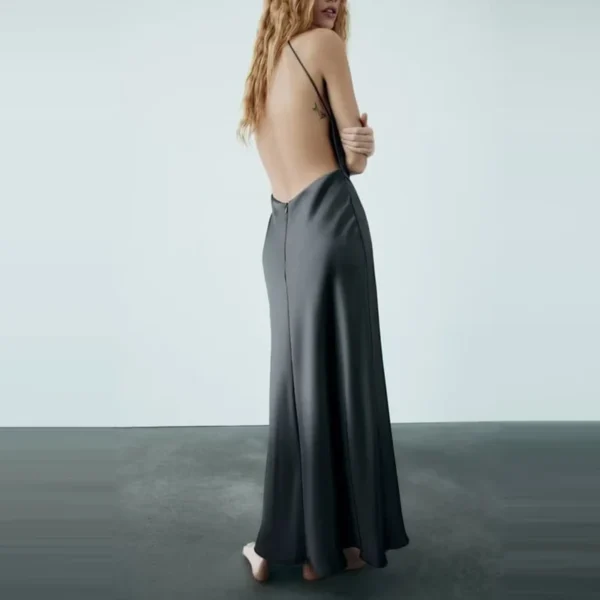 Slip Long Dresses for Women Sexy Backless Female Dress Party Maxi Dresses Woman Thin Straps Autumn Dress - Image 3