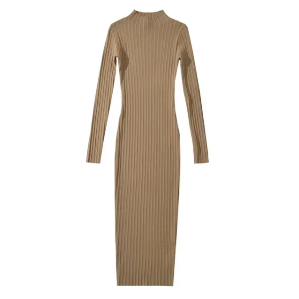 Women O-neck Long Sleeve Party Dresses Knitted 4 Colors Stretchable Slim Midi Dresses vestido feminino - Image 9