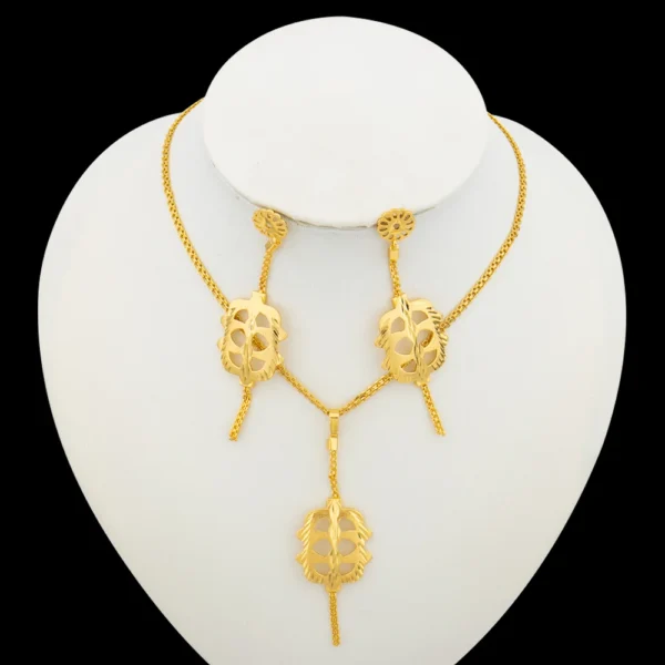 Dubai Gold Color Necklace Jewelry Set for Women Dangle Earrings and Necklace Bridal Weddings Earrings Engagement  Jewellery Gift - Image 8