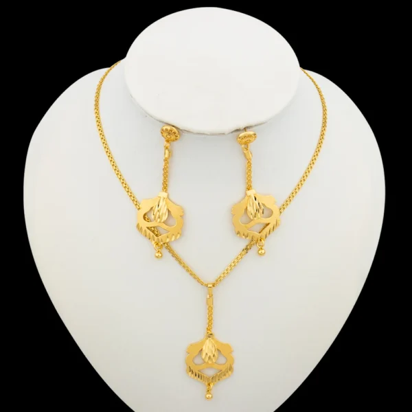 Dubai Gold Color Necklace Jewelry Set for Women Dangle Earrings and Necklace Bridal Weddings Earrings Engagement  Jewellery Gift - Image 7