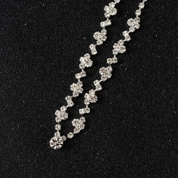 Women 2021 Fashion Necklace Earrings Set Alloy Rhinestone Wedding Bridal Lady Dangle Earring Necklaces Jewellery Accessories - Image 5