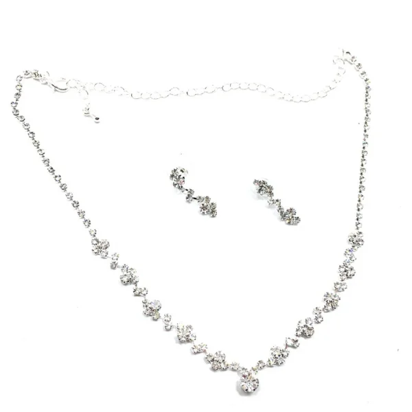 Women 2021 Fashion Necklace Earrings Set Alloy Rhinestone Wedding Bridal Lady Dangle Earring Necklaces Jewellery Accessories - Image 4