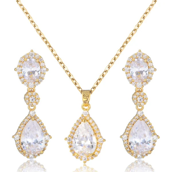Fashion necklace accessories women's earring Jewelry sets bride's wedding zircon water drop girls earrings for women jewellery - Image 8