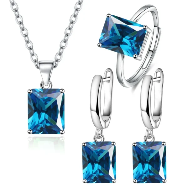 Drop Earrings Pendants Necklaces Ring Set For Wedding Jewelry Women S925 Sterling Silver Crystal Wedding Jewellery Sets - Image 2