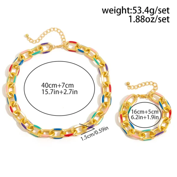 2Pcs/Set Colorful Bohemian Fashion Choker Necklace Bracelet Jewelry Set Classic Cross Chain Accessories for Women Gift Party - Image 4