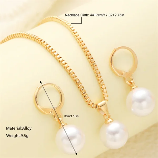 3 Pcs Round Pearl Jewelry Set Of Earring Pendant Necklace For Women Exquisite Fashion Rhinestone Double Wedding Jewelry Set Gift - Image 5