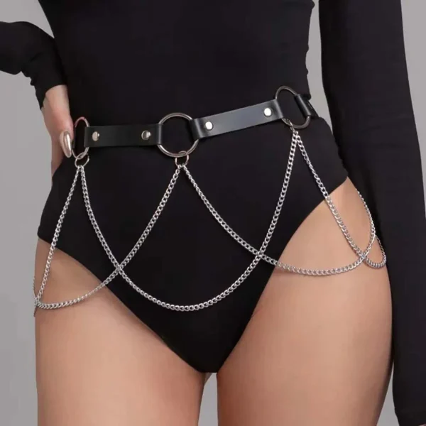 ﻿ Women Sexy Leather Harness Belt Waist Chain Harness Fashion Waistband Accessory Leisure Punk Gothic Clothing Jewelry Belt - Image 10