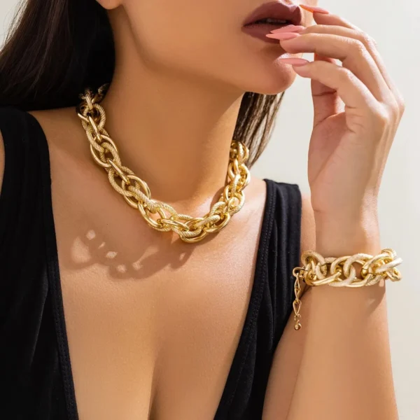 2Pcs/Set Colorful Bohemian Fashion Choker Necklace Bracelet Jewelry Set Classic Cross Chain Accessories for Women Gift Party - Image 9