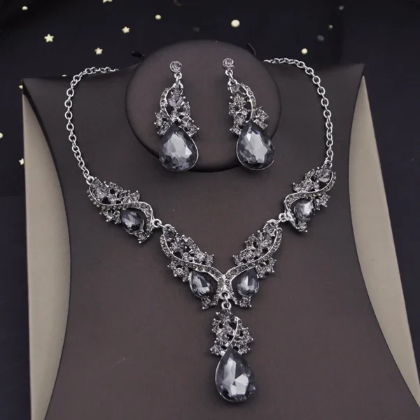 Gorgeous Crystal Jewelry Sets for Women Luxury Choker Necklace Earrings Set Wedding Dress Bridal Costume Necklace Accessories - Image 5