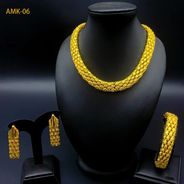 Brazilian Necklace Earrings Jewelry Set For Women Gold Plated Dubai Indian African Dubai Bridal Wedding Party Gift Jewellery