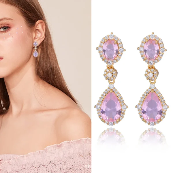 Fashion necklace accessories women's earring Jewelry sets bride's wedding zircon water drop girls earrings for women jewellery - Image 15