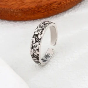 925 Sterling Silver Jewelry Carving Flower ​Wedding Rings For Women Wholesale Cheap Things  Jewellery