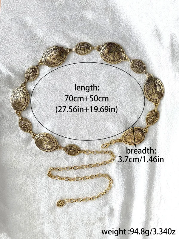 1 piece set of waist chain accessories for women's retro Bohemian ethnic style high-end silver metal chain belt with skirt belt - Image 4