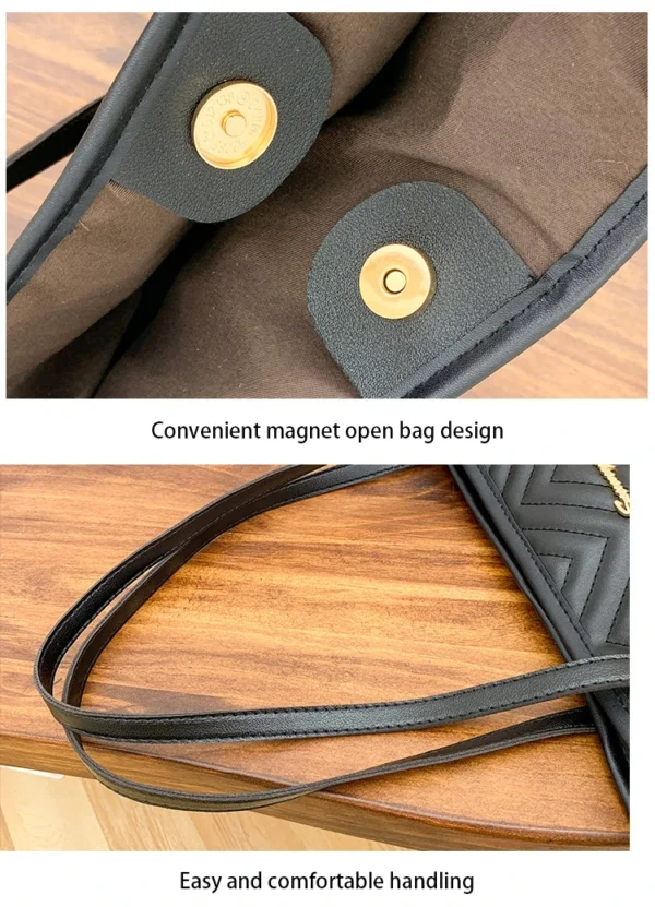 Women's Bag Fashion Large Capacity Tote Bag Wavy Grain Daily Commute Handbag two-piece - Image 13