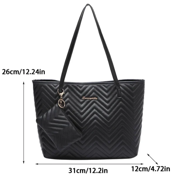 Women's Bag Fashion Large Capacity Tote Bag Wavy Grain Daily Commute Handbag two-piece - Image 3