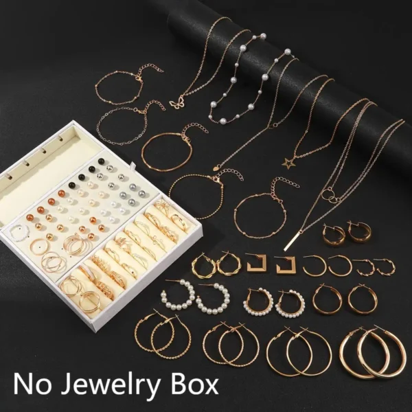 92Pcs Women's Fashion Jewelry Set Contain Hoop Earrings、Stud Earrings、Bracelet、Necklace and Ring，Versatile Daily Jewelry - Image 6