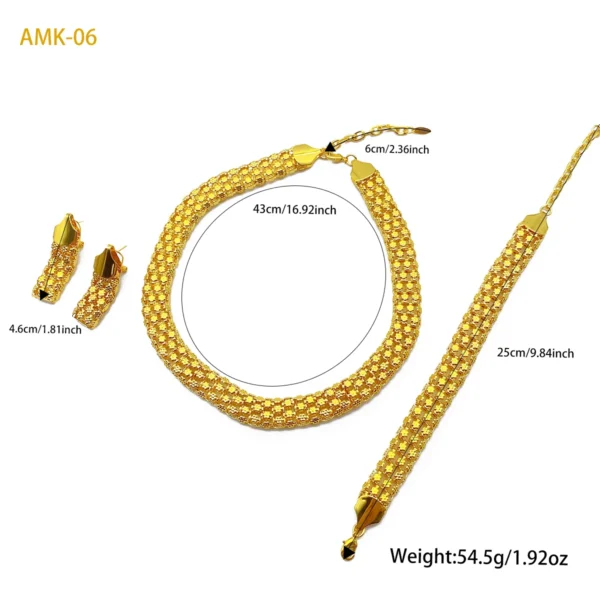 Brazilian Necklace Earrings Jewelry Set For Women Gold Plated Dubai Indian African Dubai Bridal Wedding Party Gift Jewellery - Image 6