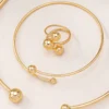 New Jewelry Set for Women Simple Asymmetric Geometric Beads Gold-plated Ring Bracelet Necklace Smooth Opening Accessories Gifts - Image 4