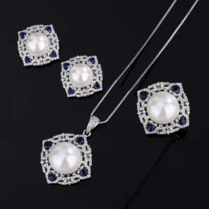 S925 Silver Plated 18K Gold PT950 Platinum Pearls Korean Sapphire White Beads engagement jewellery fine jewellery set