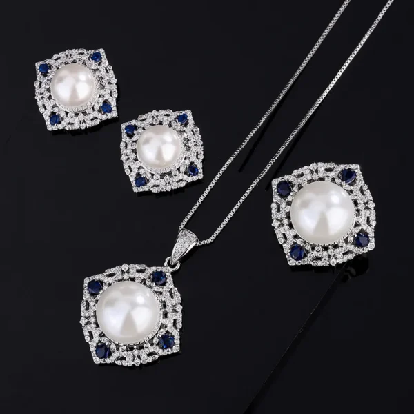 S925 Silver Plated 18K Gold PT950 Platinum Pearls Korean Sapphire White Beads engagement jewellery fine jewellery set