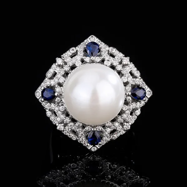 S925 Silver Plated 18K Gold PT950 Platinum Pearls Korean Sapphire White Beads engagement jewellery fine jewellery set - Image 6