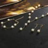 4pcs Gold-color Necklace Earring Bracelet Set Ladies Elegant Imitation-Pearls Collection Temperament Tassel Jewelry - Image 2