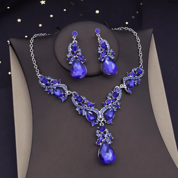 Gorgeous Crystal Jewelry Sets for Women Luxury Choker Necklace Earrings Set Wedding Dress Bridal Costume Necklace Accessories - Image 2