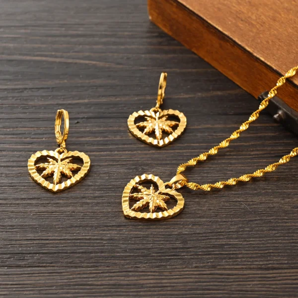 New Trendy Jewellery Gifts Geometric Africa Gold Plated Dubai New Vintage Necklace Earrings Sets For Women - Image 2