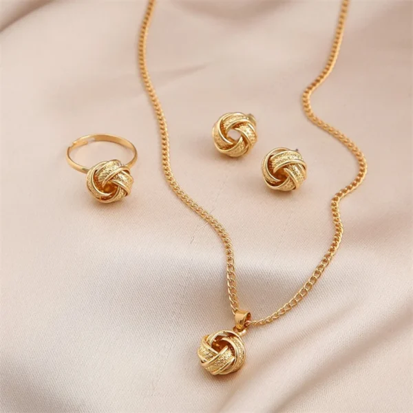 3 Pcs Round Pearl Jewelry Set Of Earring Pendant Necklace For Women Exquisite Fashion Rhinestone Double Wedding Jewelry Set Gift - Image 8
