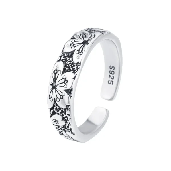 925 Sterling Silver Jewelry Carving Flower ​Wedding Rings For Women Wholesale Cheap Things  Jewellery - Image 5
