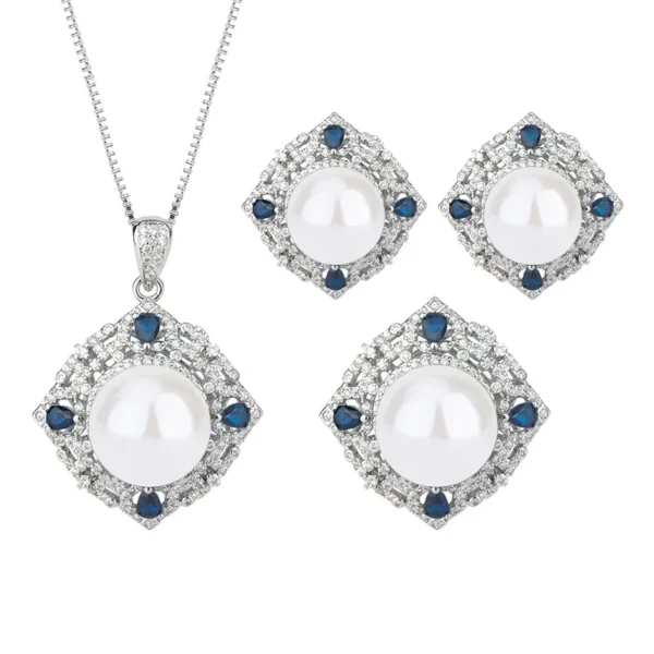S925 Silver Plated 18K Gold PT950 Platinum Pearls Korean Sapphire White Beads engagement jewellery fine jewellery set - Image 5