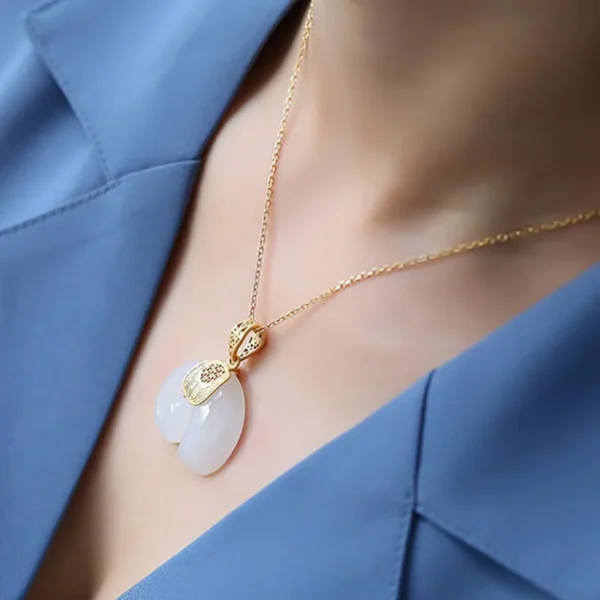 Boutique Natural Stone Hetian Jade Elephant Pendant 18K Gold Plated Chain Necklace Choker Jewelry for Women Birthday Anniversary - Image 3