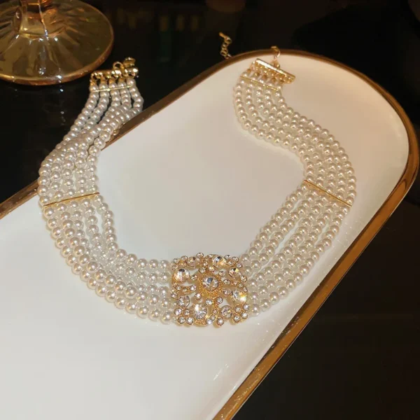 Women's Romantic Jewellery Gorgeous Multilayered Beaded Necklace Trendy Exaggerated Imitated Pearl Necklaces Charm Jewellery - Image 3