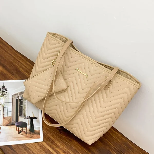 Women's Bag Fashion Large Capacity Tote Bag Wavy Grain Daily Commute Handbag two-piece - Image 10