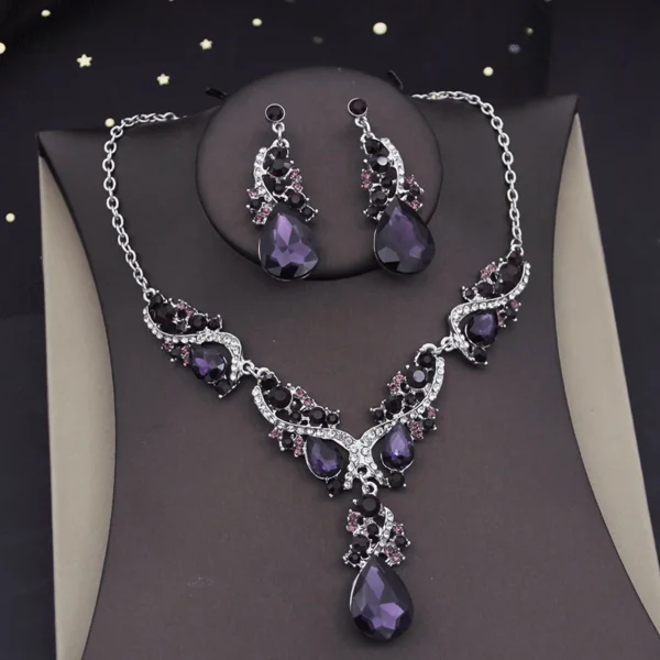 Gorgeous Crystal Jewelry Sets for Women Luxury Choker Necklace Earrings Set Wedding Dress Bridal Costume Necklace Accessories - Image 8